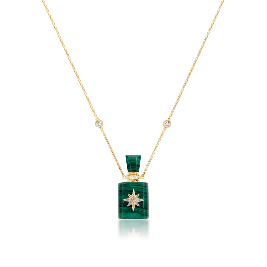 Galaxy | Malachite Cube Pendant Necklace