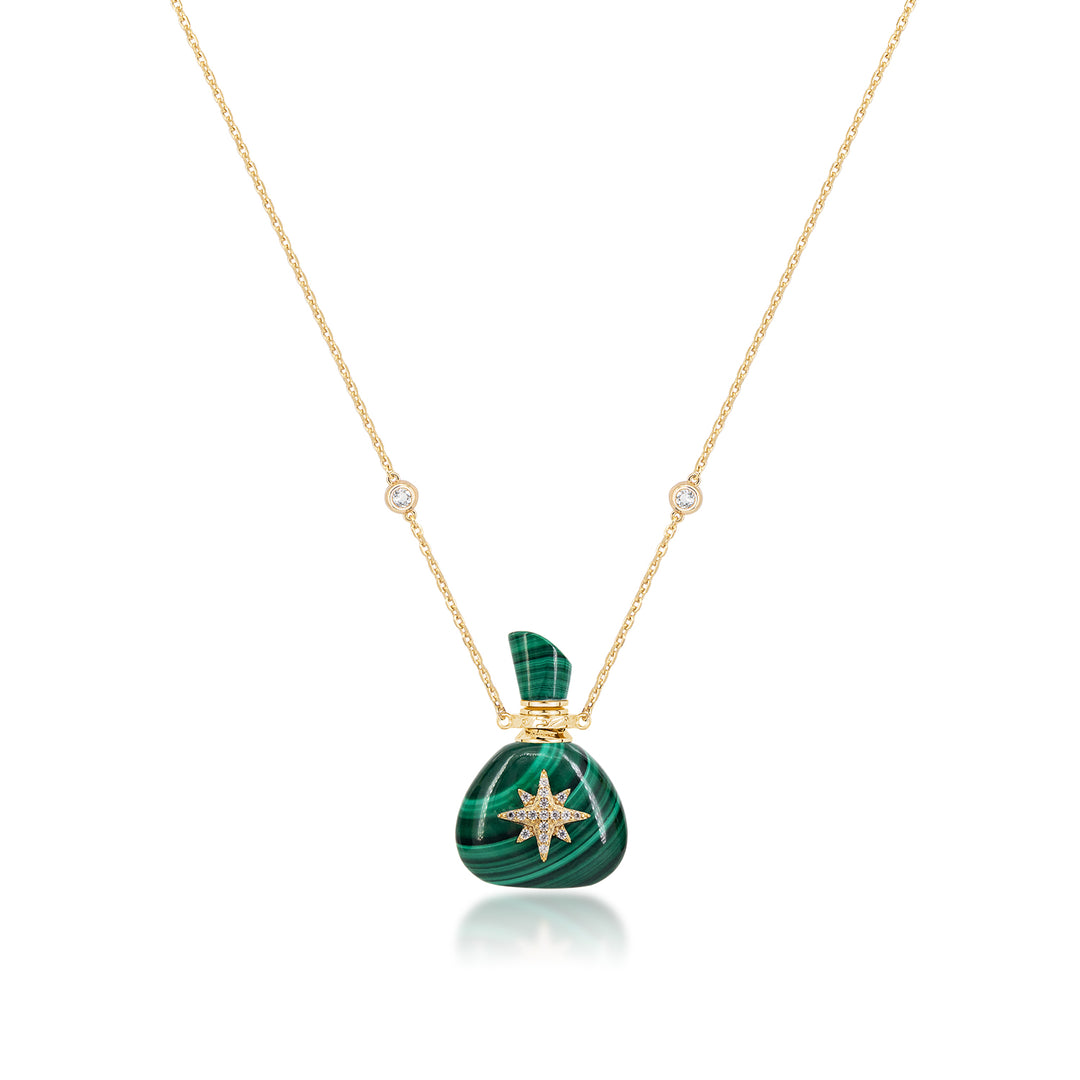 Galaxy | Malachite Santa Sack Pendant Necklace