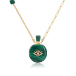 Load image into Gallery viewer, Aurora | Malachite Angel's Eye Round Pendant Necklace
