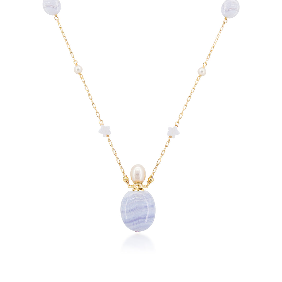 Nora | Purple Agate Round Pendant Necklace