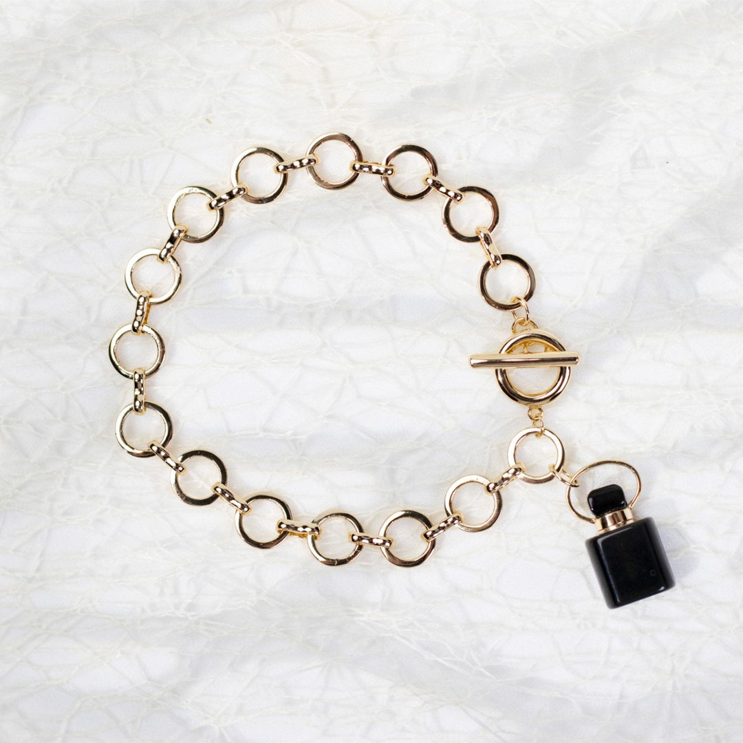 Midnight | Obsidian Cube Pendant Chain Bracelet