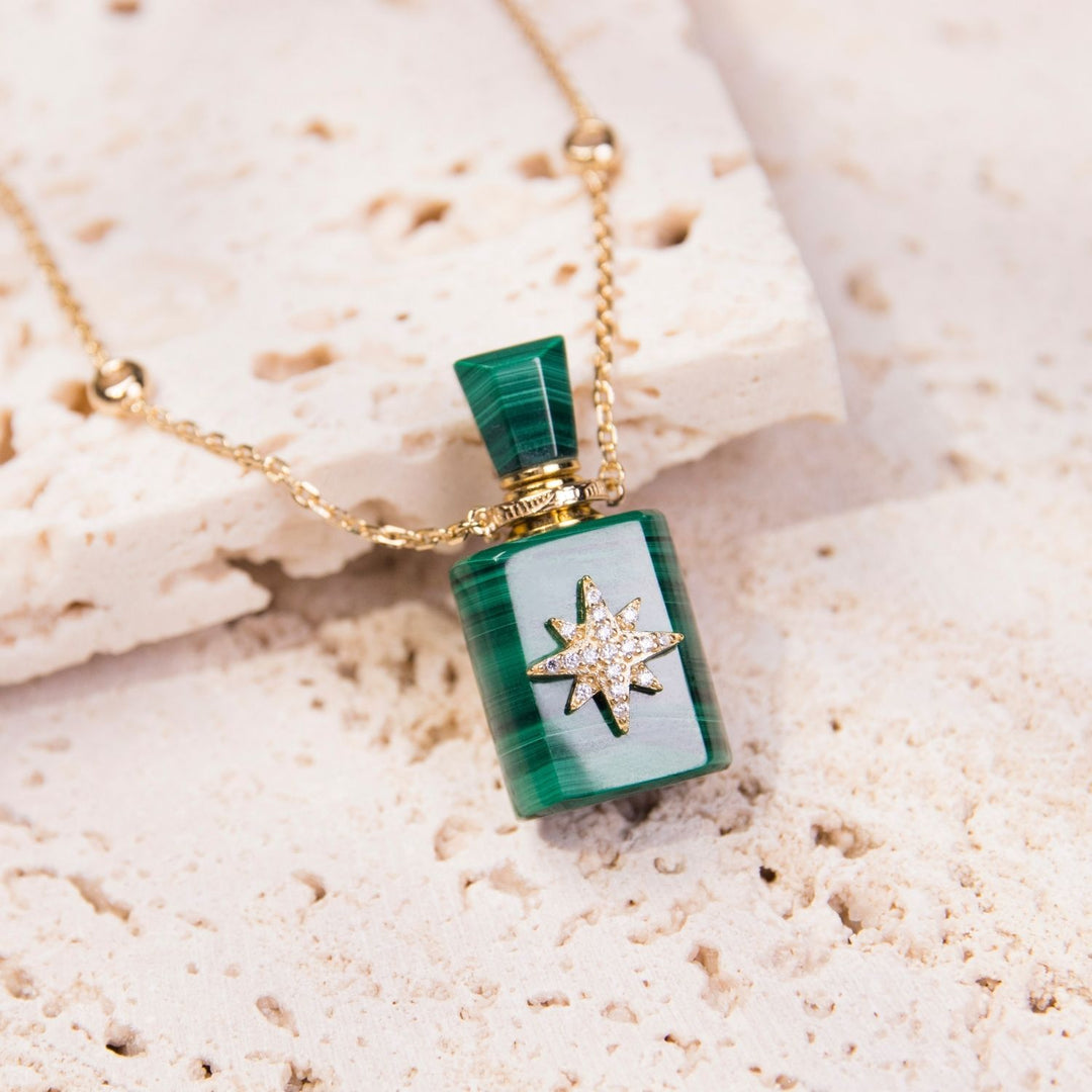 Galaxy | Malachite Cube Pendant Necklace