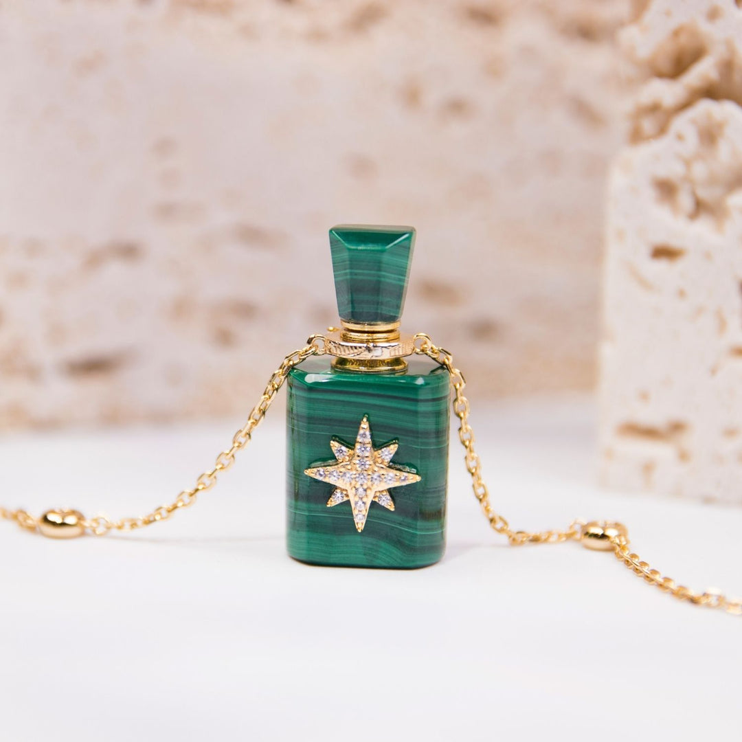 Galaxy | Malachite Cube Pendant Necklace