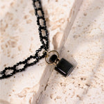 Load image into Gallery viewer, Midnight | Obsidian Cube Pendant Choker
