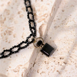 Load image into Gallery viewer, Midnight | Obsidian Cube Pendant Choker