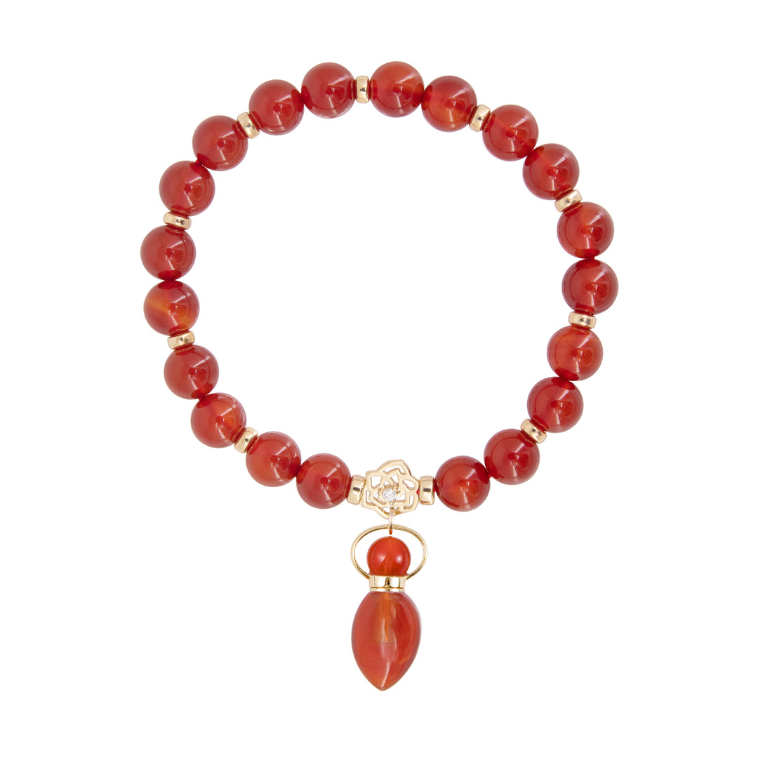 Fervency | Carnelian Leaf Pendant Beaded Bracelet