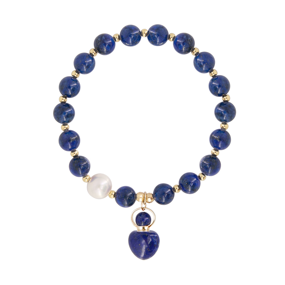Twilight | Lapis Heart Pendant Beaded Bracelet