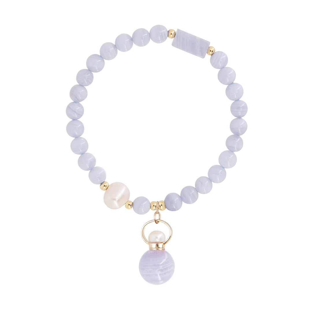 Nora | Purple Agate Sphere Pendant Beaded Bracelet