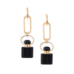 Load image into Gallery viewer, Midnight | Obsidian Cube Pendant Earrings