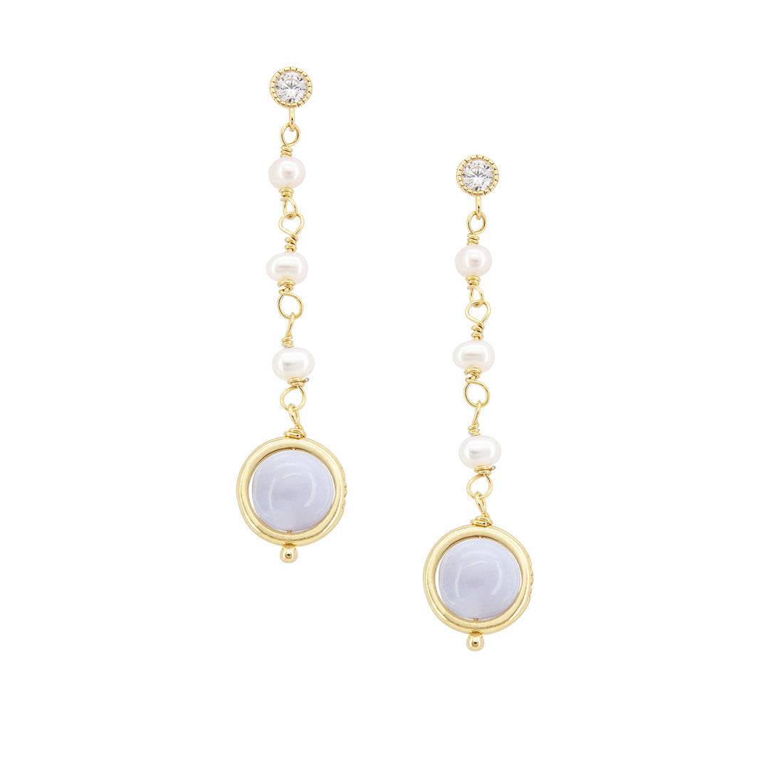 Nora | Purple Agate Sphere Pendant Earrings