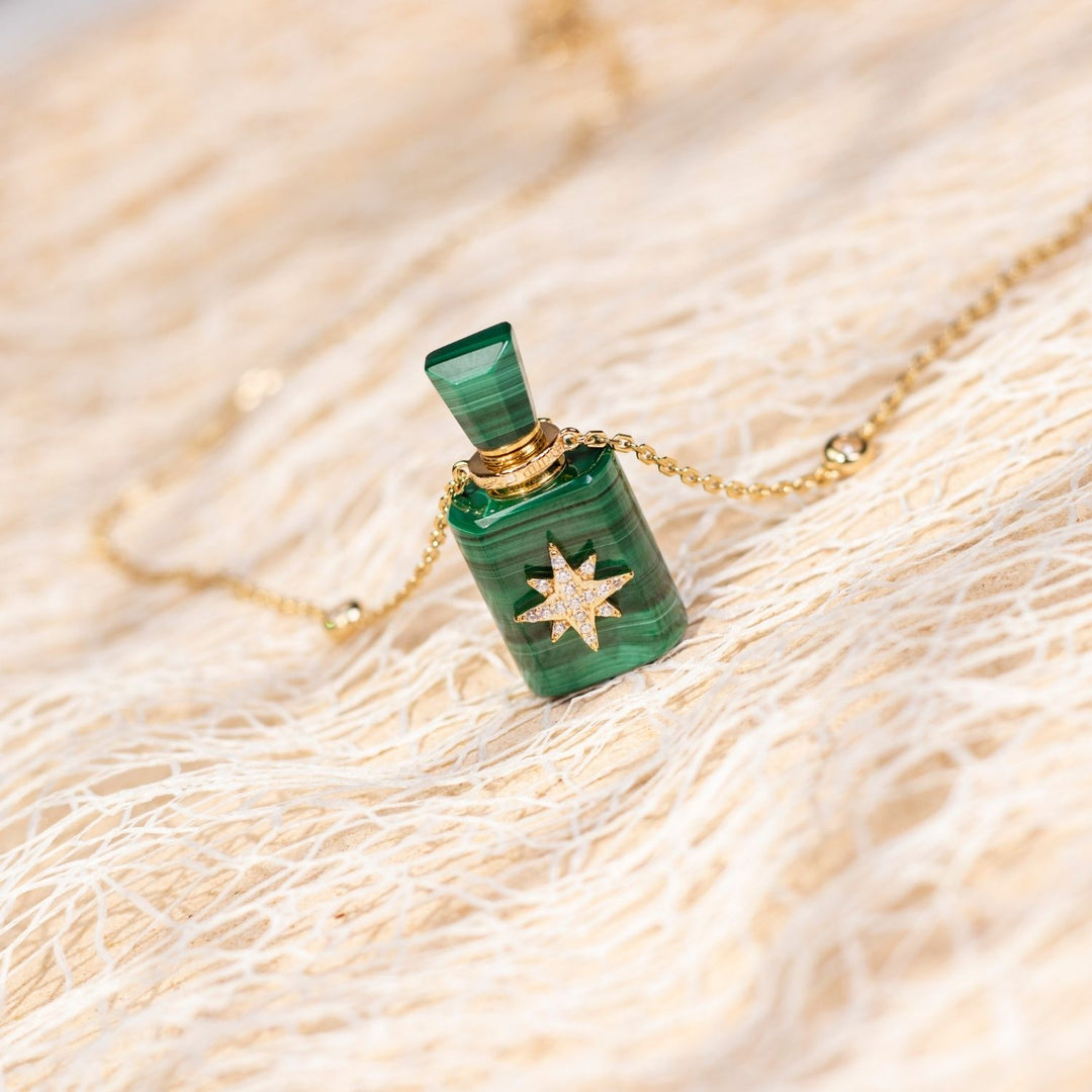 Galaxy | Malachite Cube Pendant Necklace