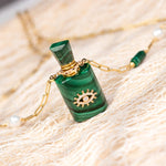 Load image into Gallery viewer, Aurora | Malachite Angel's Eye Cube Pendant Necklace