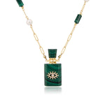 Load image into Gallery viewer, Aurora | Malachite Angel&#39;s Eye Cube Pendant Necklace