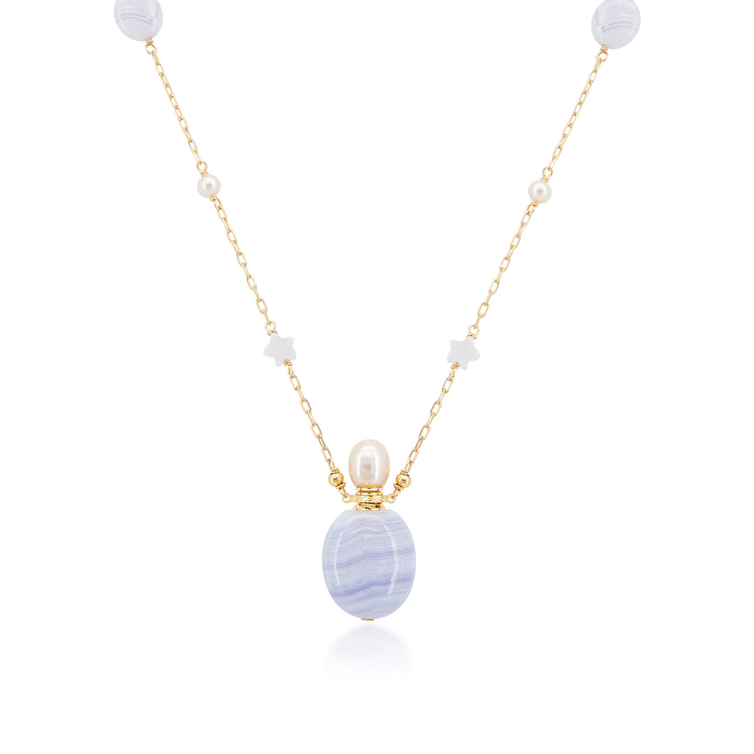 Nora | Purple Agate Round Pendant Necklace