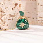 Load image into Gallery viewer, Galaxy | Malachite Santa Sack Pendant Necklace
