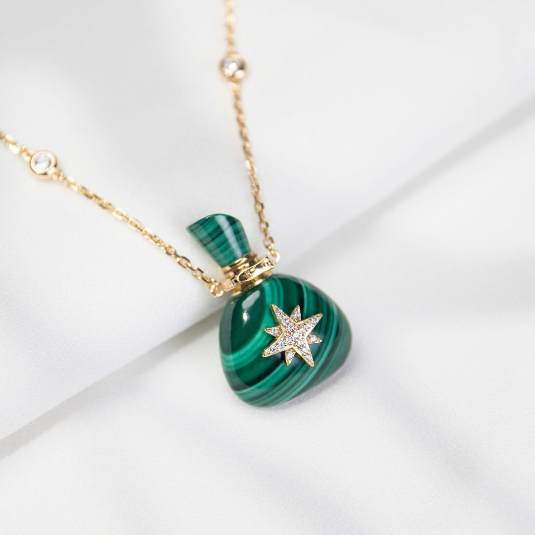 Galaxy | Malachite Santa Sack Pendant Necklace