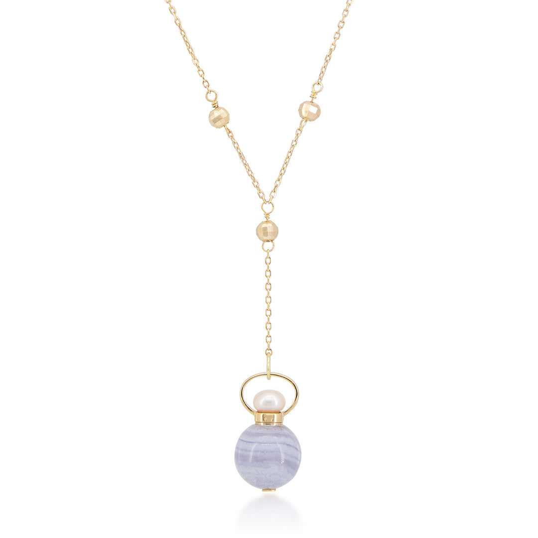 Nora | Purple Agate Sphere Pendant Y-Shaped Necklace