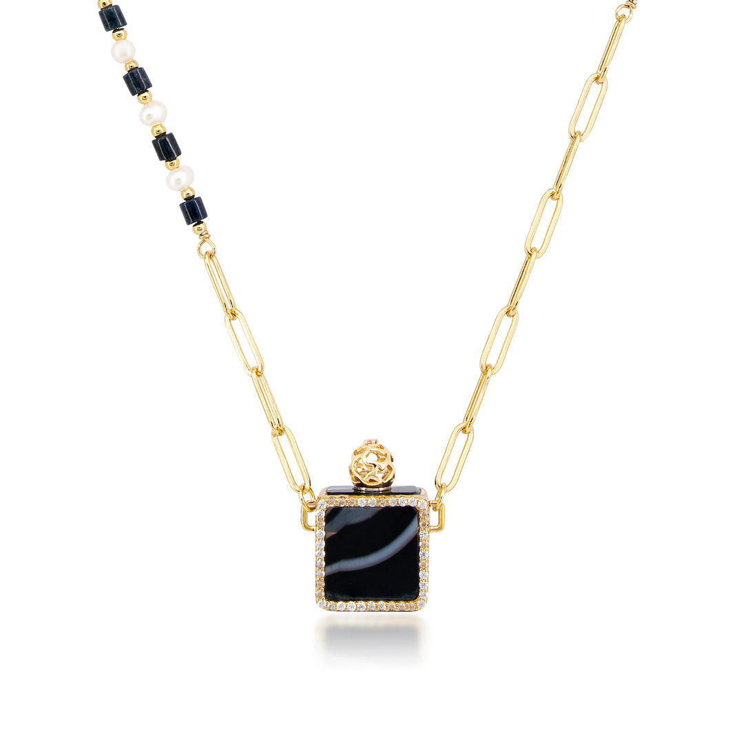 Pandora's Box | Black Agate Pendant Necklace