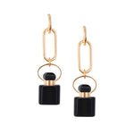 Load image into Gallery viewer, Midnight | Obsidian Cube Pendant Earrings