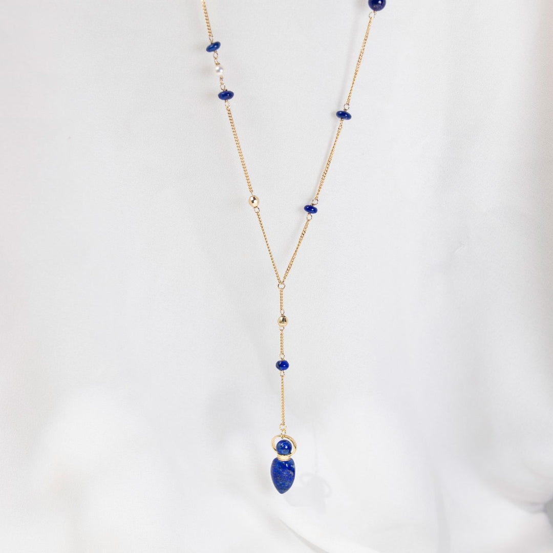 Twilight | Lapis Heart Pendant Y-Shaped Necklace