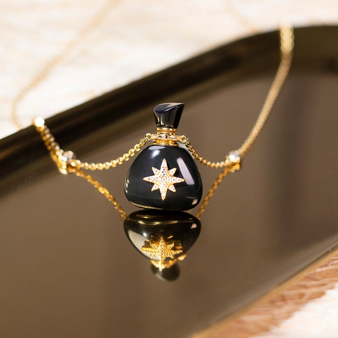 Galaxy | Obsidian Santa Sack Pendant Necklace